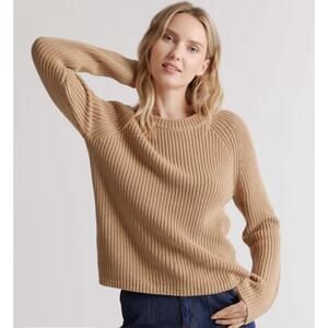 Quince tan ribbed fisherman cotton sewater